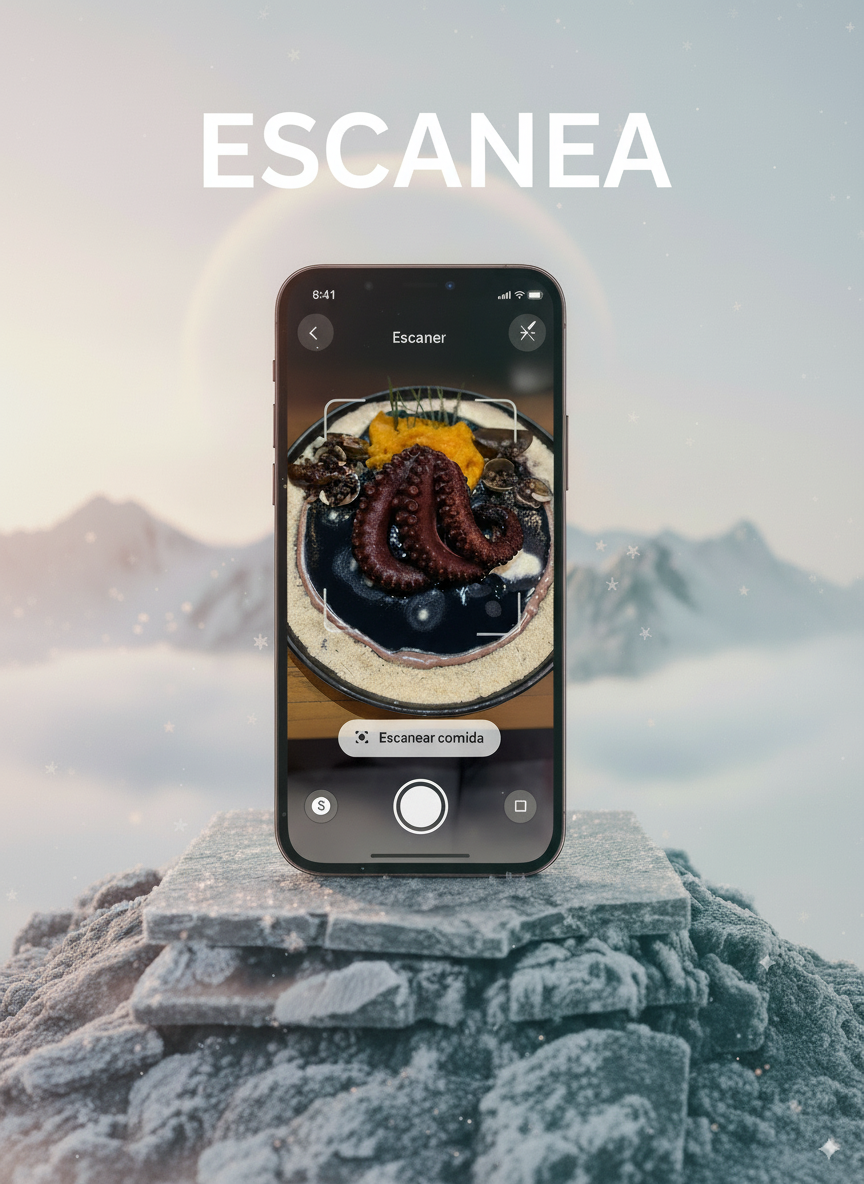 Calorico app interface mostrando reconocimiento de alimentos